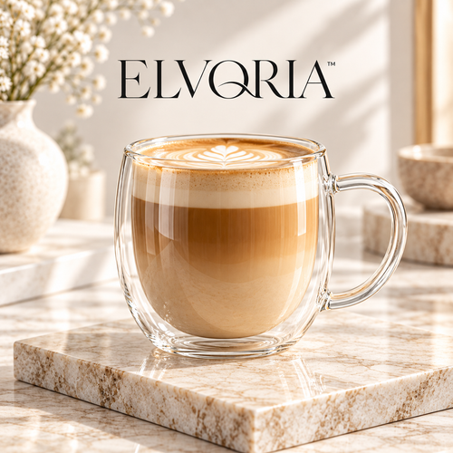ELVORIA™  Double Wall Glass Mug — Crystal Edition