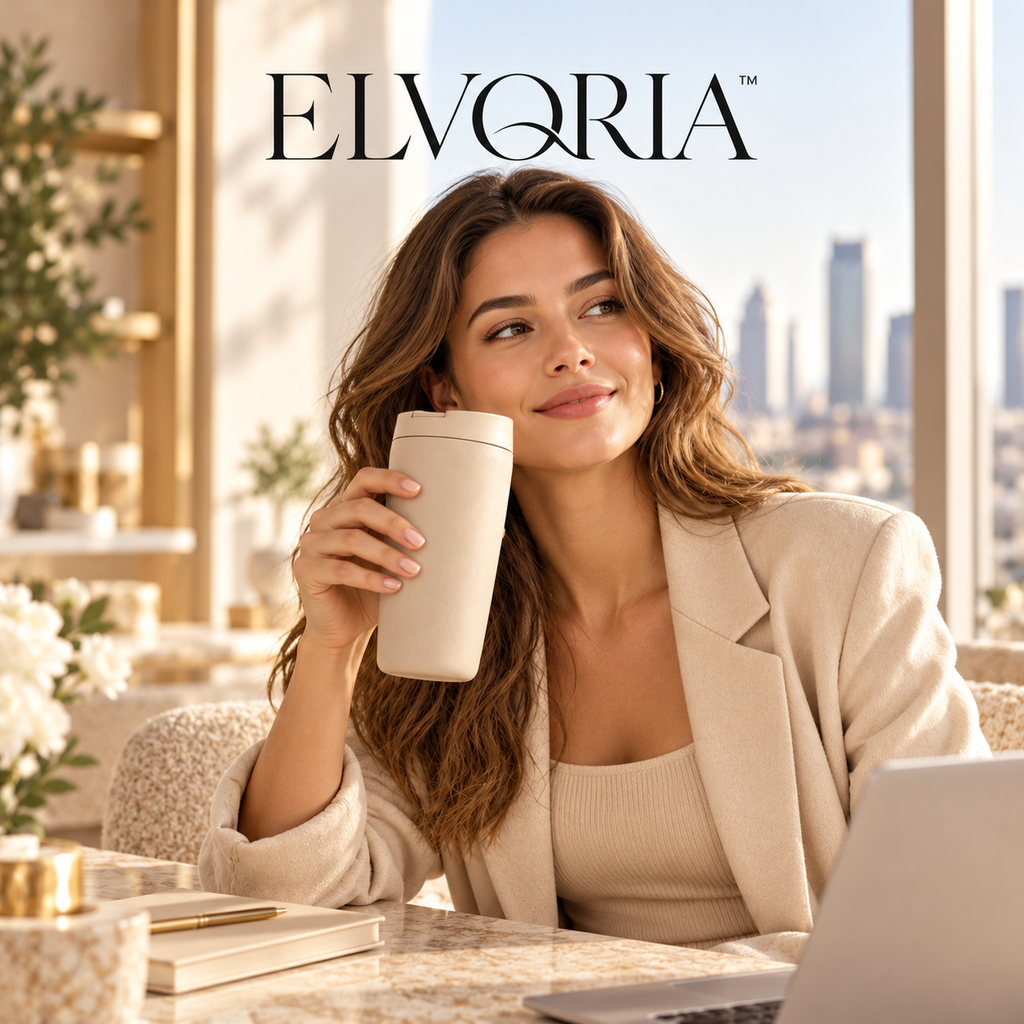 ELVORIA™  Minimal Travel Mug — Sand Edition