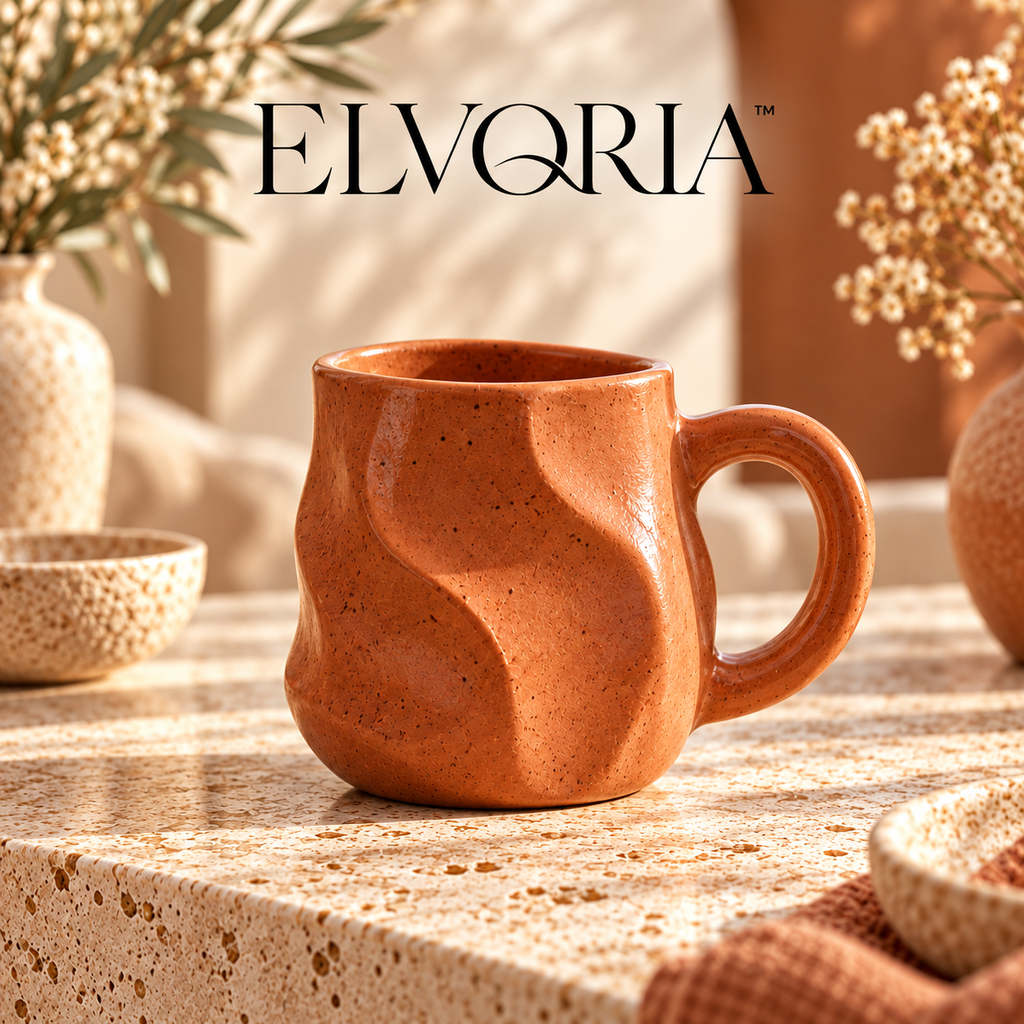 ELVORIA™ Abstract Ceramic Mug — Terracotta Edition