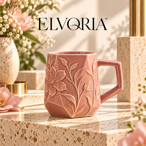 ELVORIA™  Botanical Ceramic Mug — Rose Edition