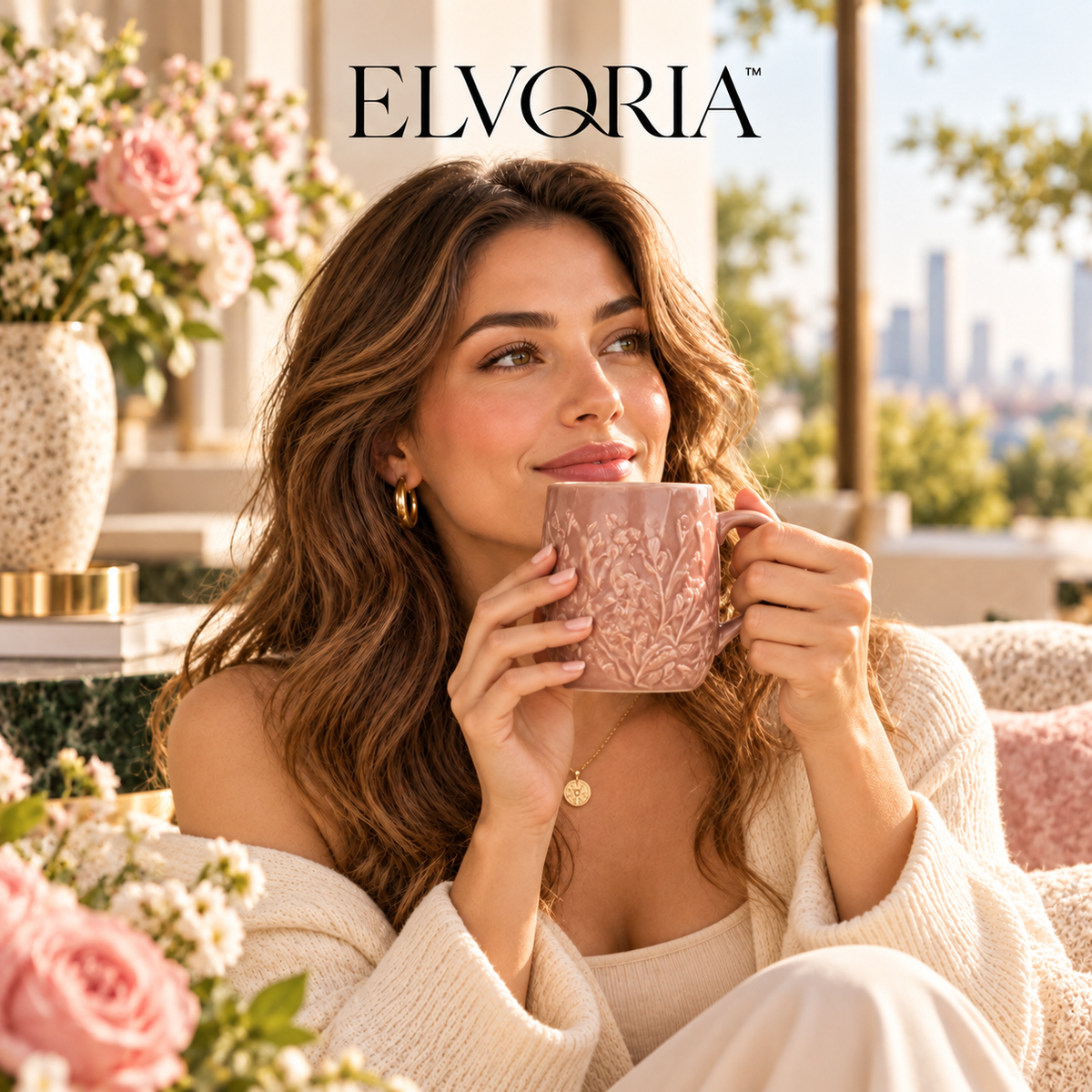 ELVORIA™  Botanical Ceramic Mug — Rose Edition