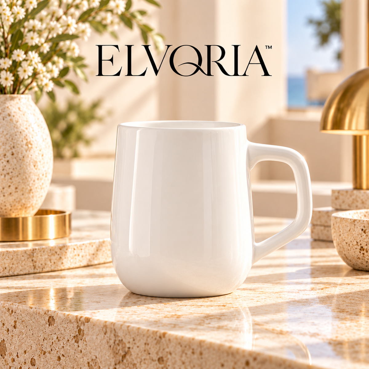 ELVORIA™  Essential Ceramic Mug — Pure White Edition