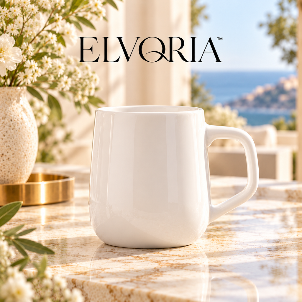 ELVORIA™  Essential Ceramic Mug — Pure White Edition