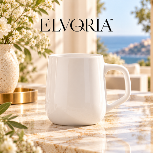 ELVORIA™  Essential Ceramic Mug — Pure White Edition